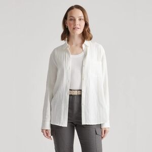 Quince 100% Organic Cotton White Gauze Long Sleeve Shirt NWOT